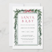 Christmas Pine Garland Santa Baby Shower Kaart (Voorkant)