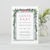 Christmas Pine Garland Santa Baby Shower Kaart (Staand voorkant)