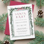 Christmas Pine Garland Santa Baby Shower Kaart