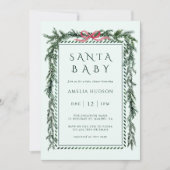 Christmas Pine Garland Santa Baby shower Mint Blau Kaart (Voorkant)