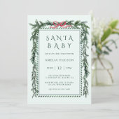Christmas Pine Garland Santa Baby shower Mint Blau Kaart (Staand voorkant)
