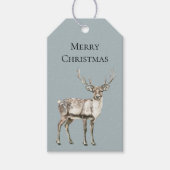 Christmas Pine Green Rustic Deer Cadeaulabel (Voorkant)