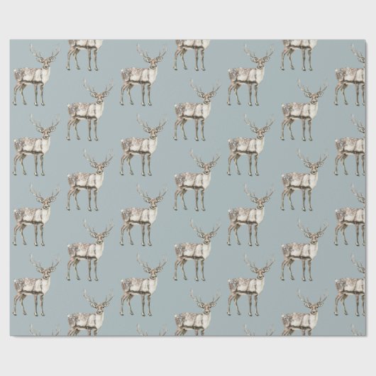 Christmas Pine Green Rustic Deer Cadeaupapier (Vlak)