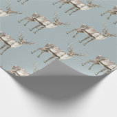 Christmas Pine Green Rustic Deer Cadeaupapier (Hoek)