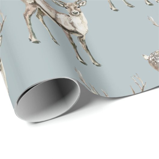 Christmas Pine Green Rustic Deer Cadeaupapier (Rol Hoek)