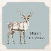 Christmas Pine Green Rustic Deer Kartonnen Onderzetters (Voorkant)