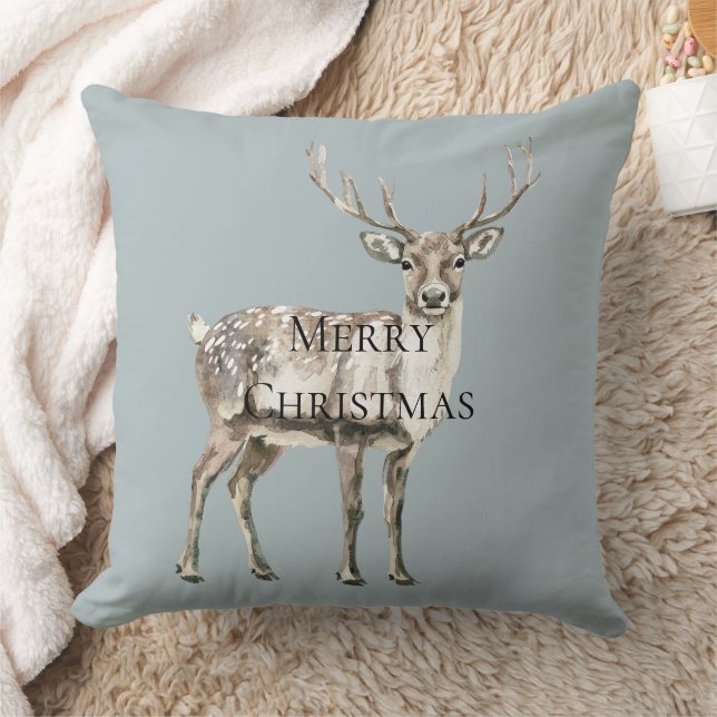 Christmas Pine Green Rustic Deer Kussen (Deken)