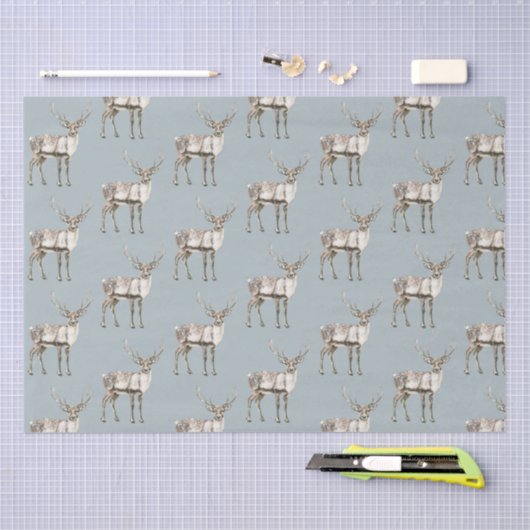 Christmas Pine Green Rustic Deer Tissuepapier (Craft)
