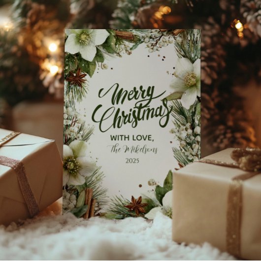 Christmas Pine Greenery Elegance Feestdagenkaart