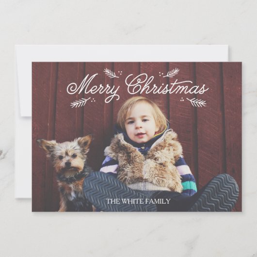 Christmas Pine Holiday Fotokaart Feestdagenkaart (Voorkant)