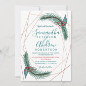 Christmas Pine Mistletoe lijst roos gouden bruilof Kaart (Voorkant)