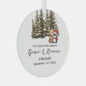 Christmas Pine Tree Beer Penguin Paar Verloving Glas Ornament (Voorkant Rechts)