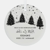 Christmas Pine Tree Beer Skiing Paar Verloving Glas Ornament (Achterkant)