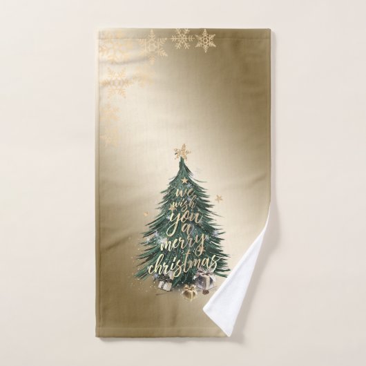 Christmas Pine Tree Cadeaus Stars Sneeuwvlokken Bad Handdoek (Handdoek)