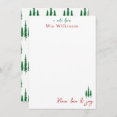 Christmas Pine Tree Note Kaart (Voorkant / Achterkant)