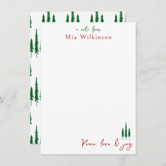 Christmas Pine Tree Note Kaart (Voorkant / Achterkant)