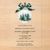 Christmas Pine Tree Ornament Holiday Party Acryl Uitnodigingen (Voorkant)