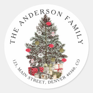 Christmas Pine tree retour adreslabel Ronde Sticker