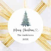 Christmas pine tree simple script ronde sticker
