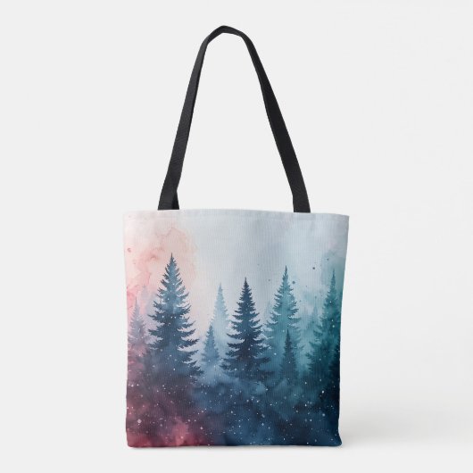 Christmas Pine Tree Waterverf Tas (Achterkant)