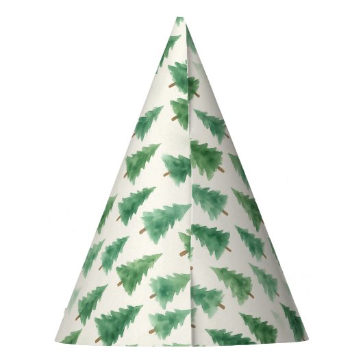 Christmas Pine Trees Party Pet – Waterverf Design Feesthoedjes (Achterkant)