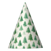Christmas Pine Trees Party Pet – Waterverf Design Feesthoedjes (Voorkant)
