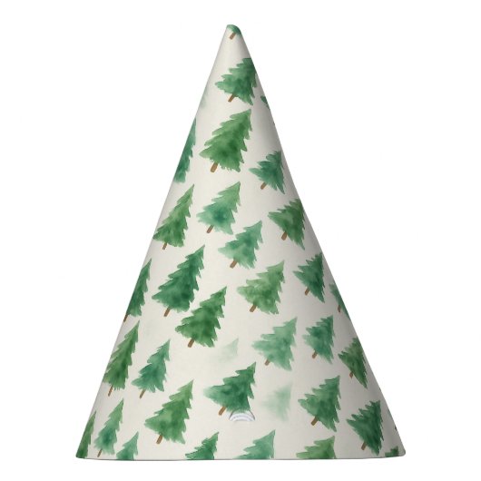 Christmas Pine Trees Party Pet – Waterverf Design Feesthoedjes (Rechts)