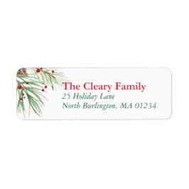 Christmas Pine Waterverf | 2016 kerst retour Etiket