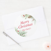 Christmas Pine Waterverf | Kerstmis 2016 Ronde Sticker (Envelop)