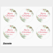 Christmas Pine Waterverf | Kerstmis 2016 Ronde Sticker (Vel)