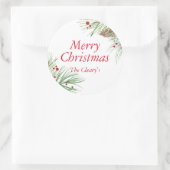 Christmas Pine Waterverf | Kerstmis 2016 Ronde Sticker (Tas)
