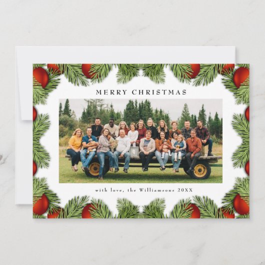 Christmas Pines Greenery Foto traditioneel Feestdagenkaart (Voorkant)