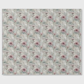 Christmas Pink and Silver Poinsettia Floral Cadeaupapier (Vlak)