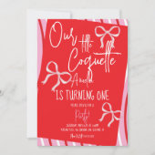 Christmas Pink Bows Birthday Stripes Kaart (Voorkant)