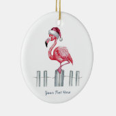 Christmas Pink Flamingo in Santa Hat Personalized Keramisch Ornament (Rechts)