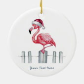Christmas Pink Flamingo in Santa Hat Personalized Keramisch Ornament (Achterkant)