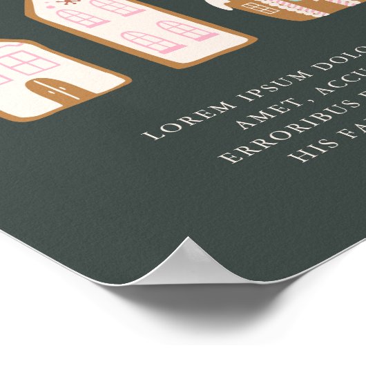 Christmas Pink Gingerbread House Custom Sign Poster (Hoek)