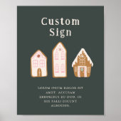 Christmas Pink Gingerbread House Custom Sign Poster (Voorkant)