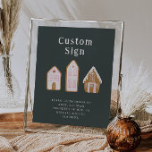 Christmas Pink Gingerbread House Custom Sign Poster