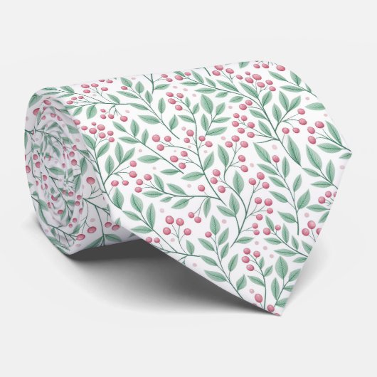 Christmas Pink Pattern Neck Tie Stropdas (Opgerold)