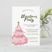 Christmas Pink Pine Tree Christmas Company Party Kaart (Staand voorkant)