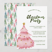 Christmas Pink Pine Tree Christmas Company Party Kaart (Voorkant / Achterkant)