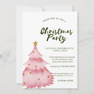 Christmas Pink Pine Tree Christmas Company Party Kaart