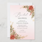 Christmas Pink Red & Gold Winter Bridal Shower Kaart (Voorkant)