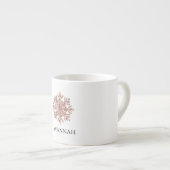 Christmas Pink Rose Gold Snowflake Naam Espresso Kop (Voorkant rechts)