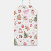 Christmas Pink Santa Birthday Thank You Cadeaulabel (Achterkant)