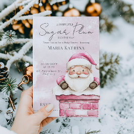Christmas Pink Santa Claus Baby shower Kaart