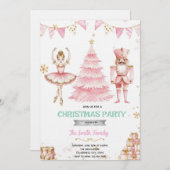 Christmas pink sugar plum nutcracker Invitation Kaart (Voorkant / Achterkant)