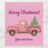 Christmas Pink Wine bottle Label Wijn Etiket (Enkel label)