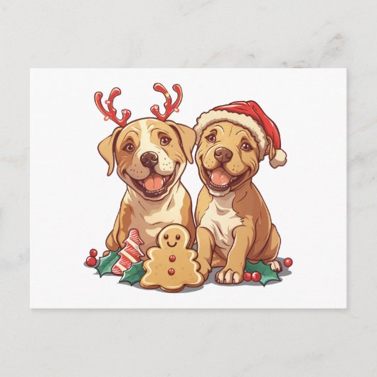 Christmas Pit Bull Dogs Briefkaart (Voorkant)